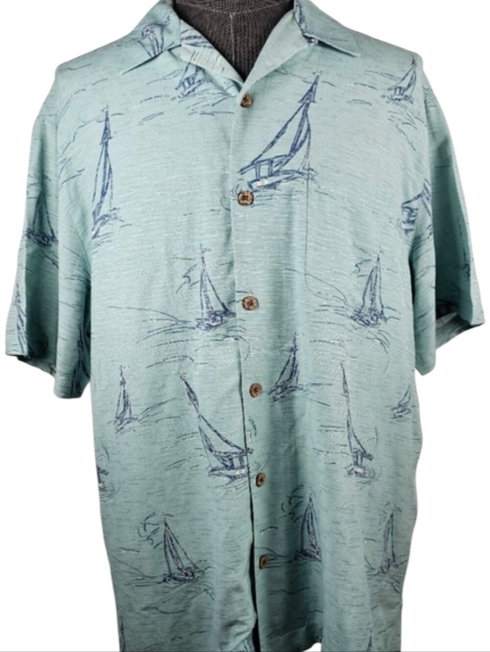 Caribbean Pure Silk Men's Hawaiian Short Sleeve Casual Beach Vacation Size XL